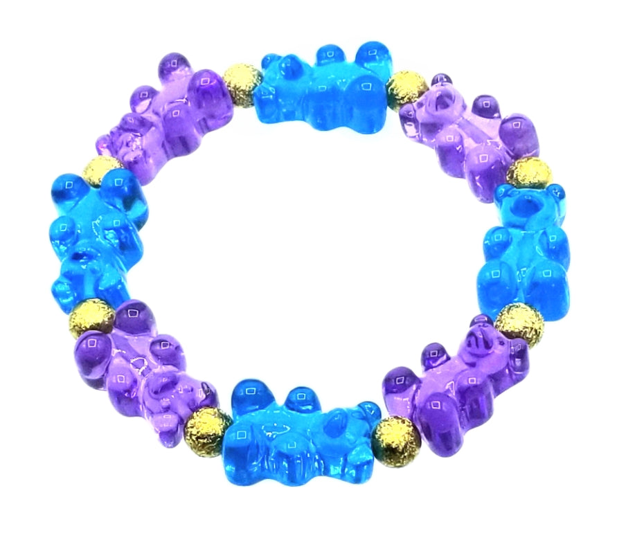 Stretch Gummy Bear Bracelet--Blue and Purple 2 Tone image 0