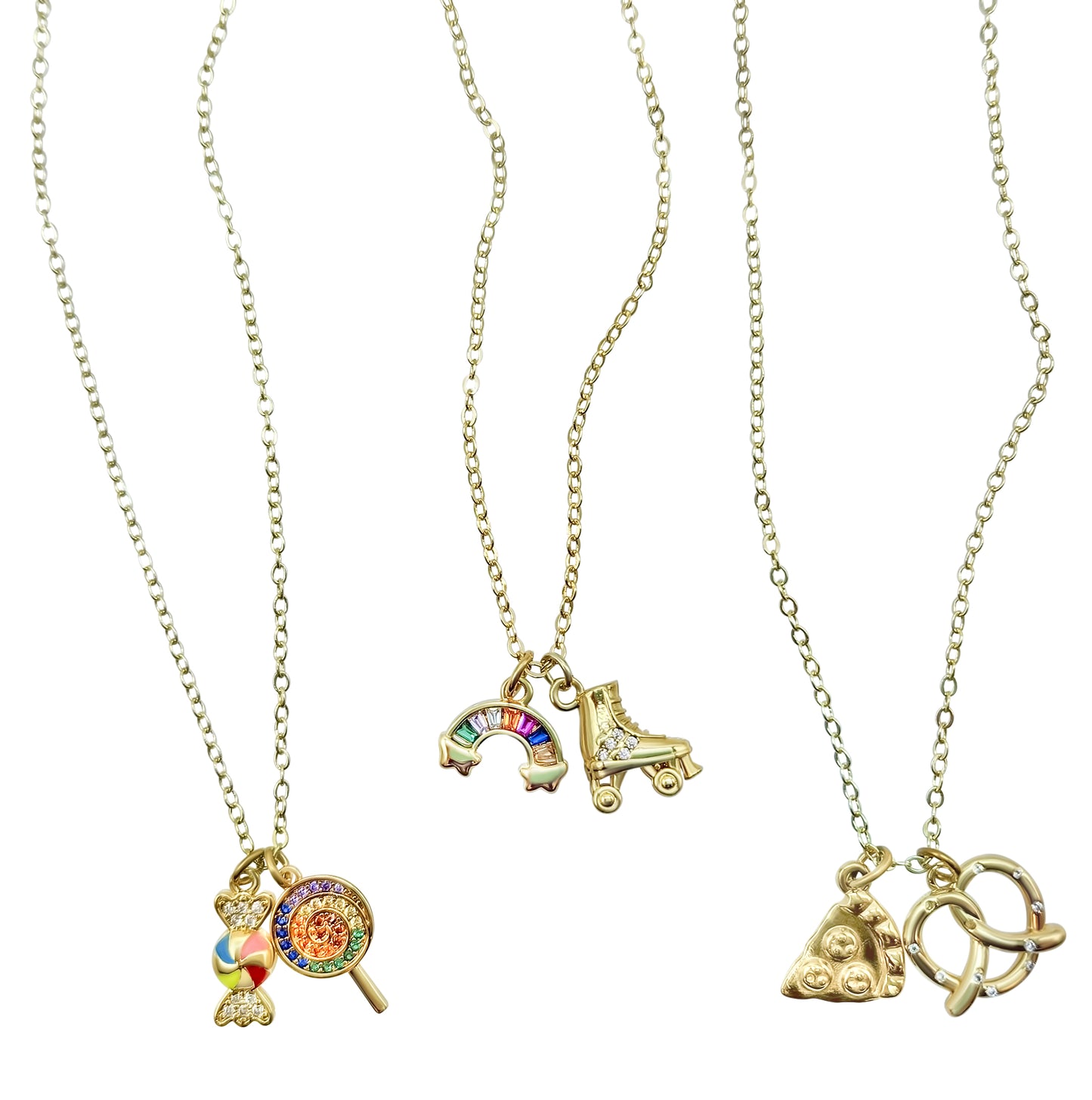 NEW!!!  Roller Skate and Rainbow Charm Necklace (NK-CHARM-SKATE)