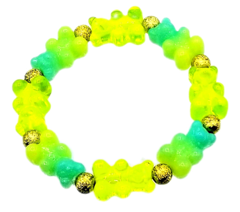 Stretch Gummy Bear Bracelet--Lemon and Lime Swirl image 0