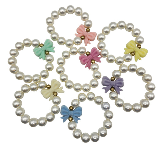 Flocky Bow Pearl Bracelets (BR-PEARL-BOW-ASST)