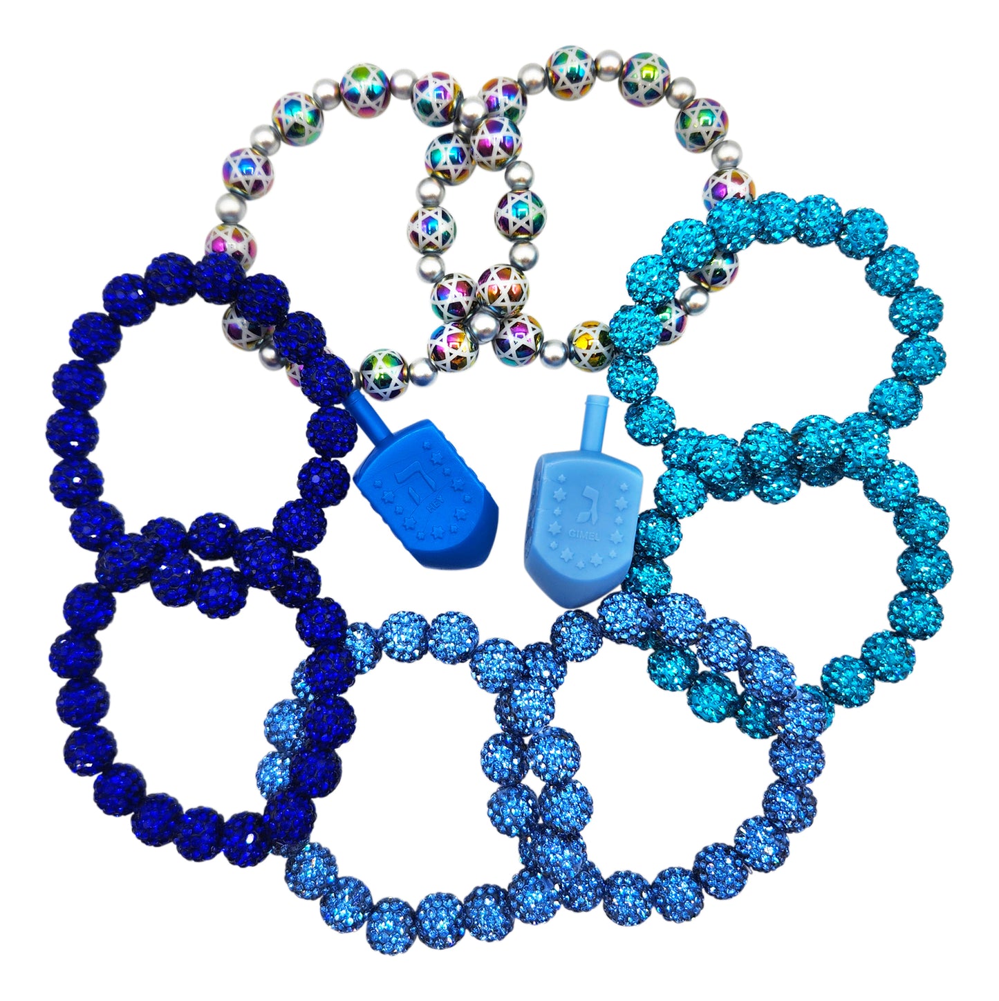 NEW!!  Holiday Pave Rhinestone Bracelets - Hanukkah Colors (BR-PAVE-ASST)