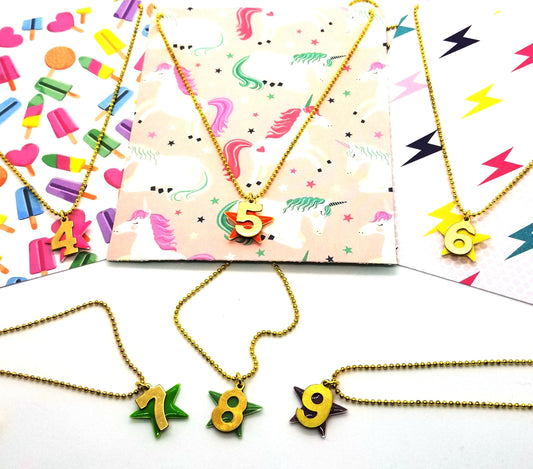 Kids Birthday Number Necklaces (NK-BDAY-ASST)