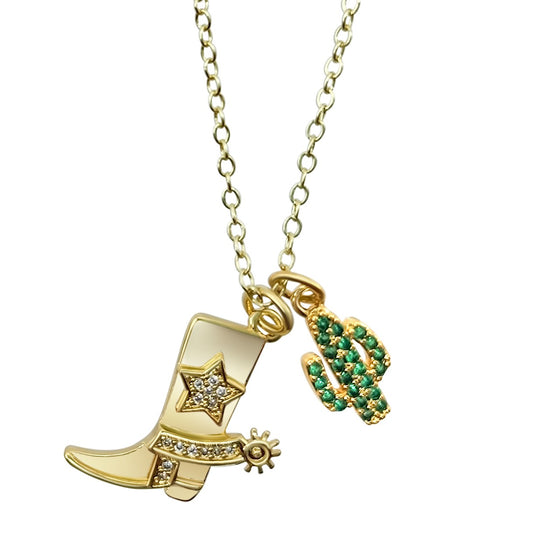 NEW!!! Cowboy Boot and Cactus Charm Necklace (NK-CHARM-BOOT)