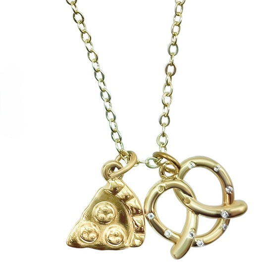 NEW!!!  Pizza and Pretzel Charm Necklace (NK-CHARM-PIZZA)