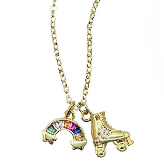 NEW!!!  Roller Skate and Rainbow Charm Necklace (NK-CHARM-SKATE)