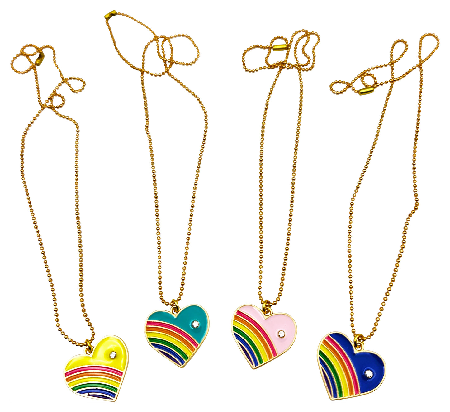 Retro Rainbow Heart Necklaces (NK-HRTRB-ASST)