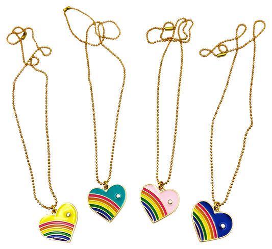 Retro Rainbow Heart Necklaces (NK-HRTRB-ASST)