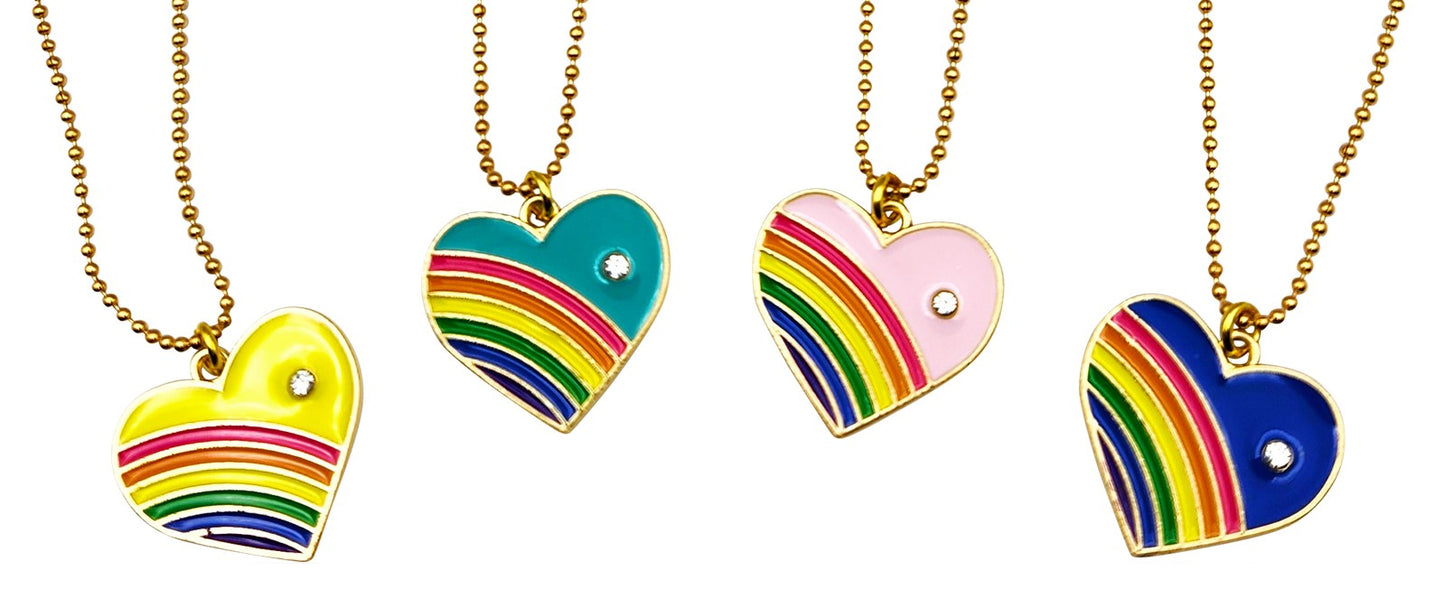 Retro Rainbow Heart Necklaces (NK-HRTRB-ASST)