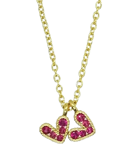 Pave 2 Heart Necklace (NK-PAVE-2HRTS)