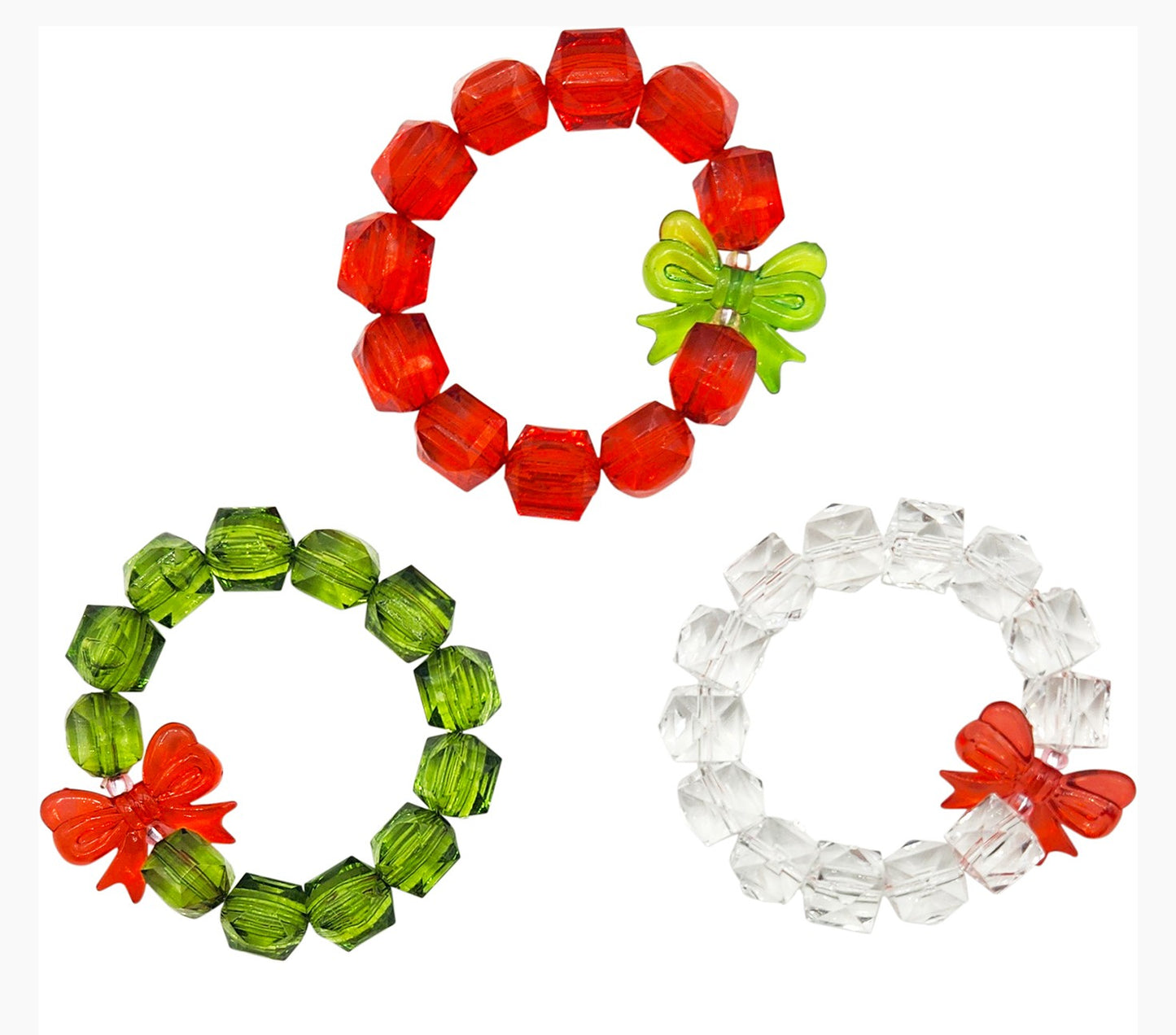 Christmas Rock Candy Bracelets - Bows (BR-ROCK-XBOW)