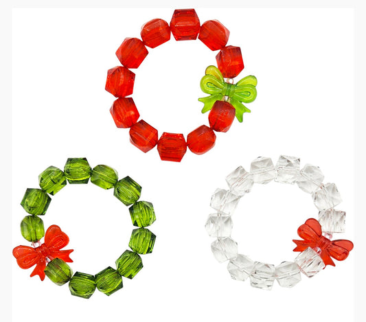 Christmas Rock Candy Bracelets - Bows (BR-ROCK-XBOW)