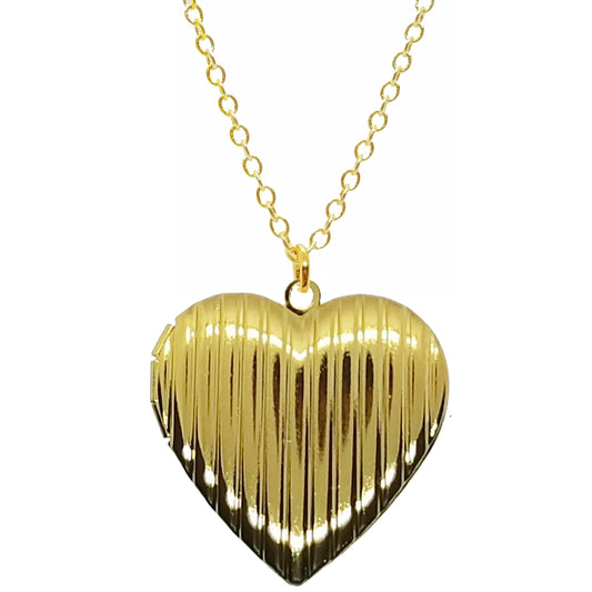 Large Striped Heart Locket image 0