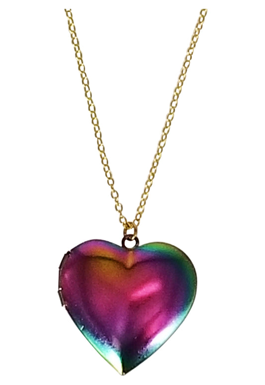 Large Iridized Heart Locket image 0