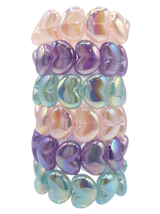 NEW!!  Chunky Heart Bracelets--available in 3 colors (BR-CHHRT-LP/AQ/LV)