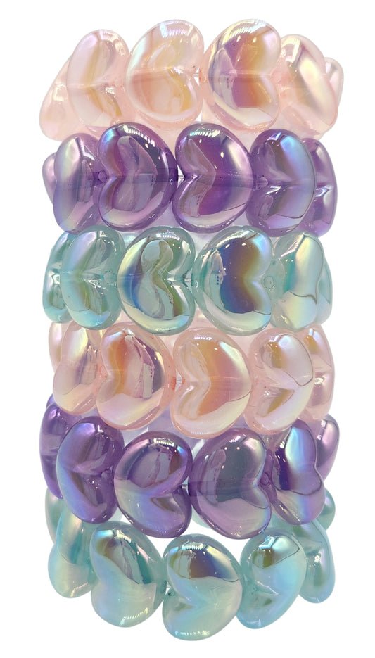 NEW!!  Chunky Heart Bracelets--available in 3 colors (BR-CHHRT-LP/AQ/LV)