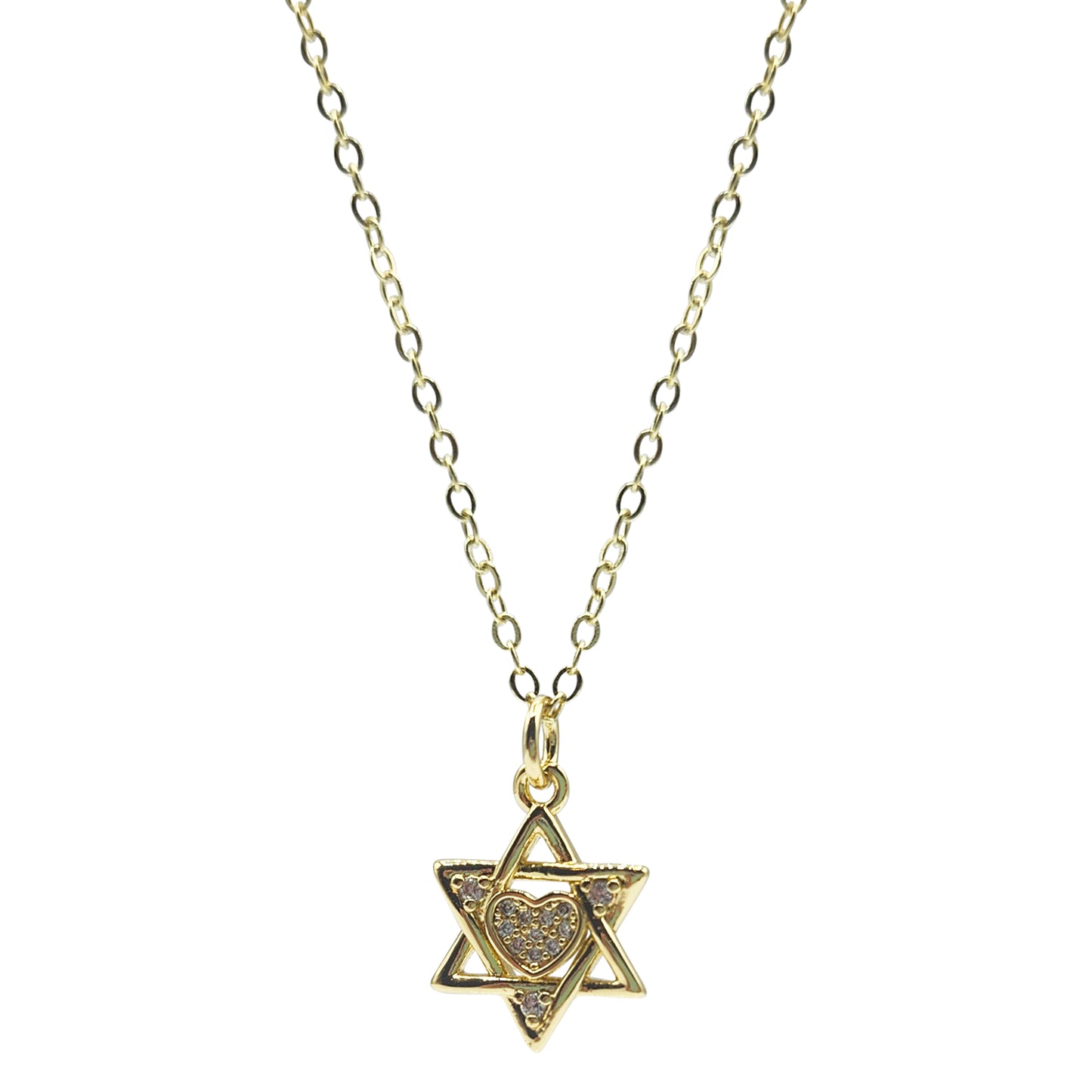 NEW FOR THE HOLIDAYS!!  Star of David with Pave Heart Necklace (NK-HAN-STARD2)