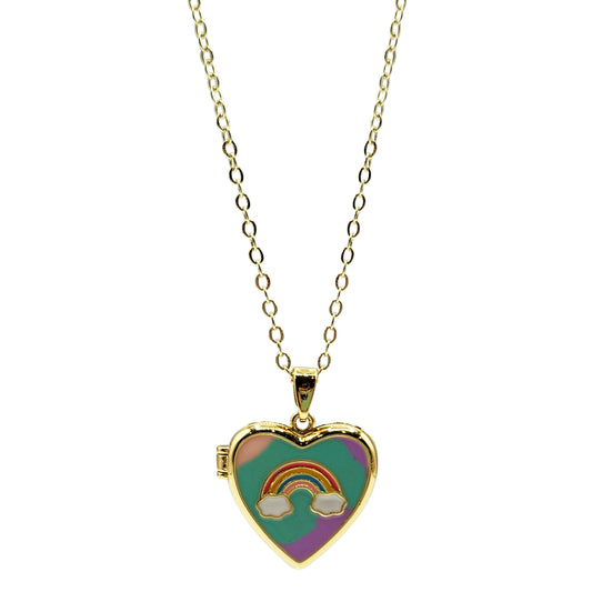 Enamel Rainbow Heart Locket (NK-LOCK-RNBW)