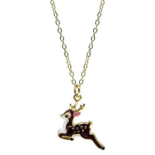 NEW FOR THE HOLIDAYS!!  Enamel Reindeer Necklace (NK-XMAS-DEER)