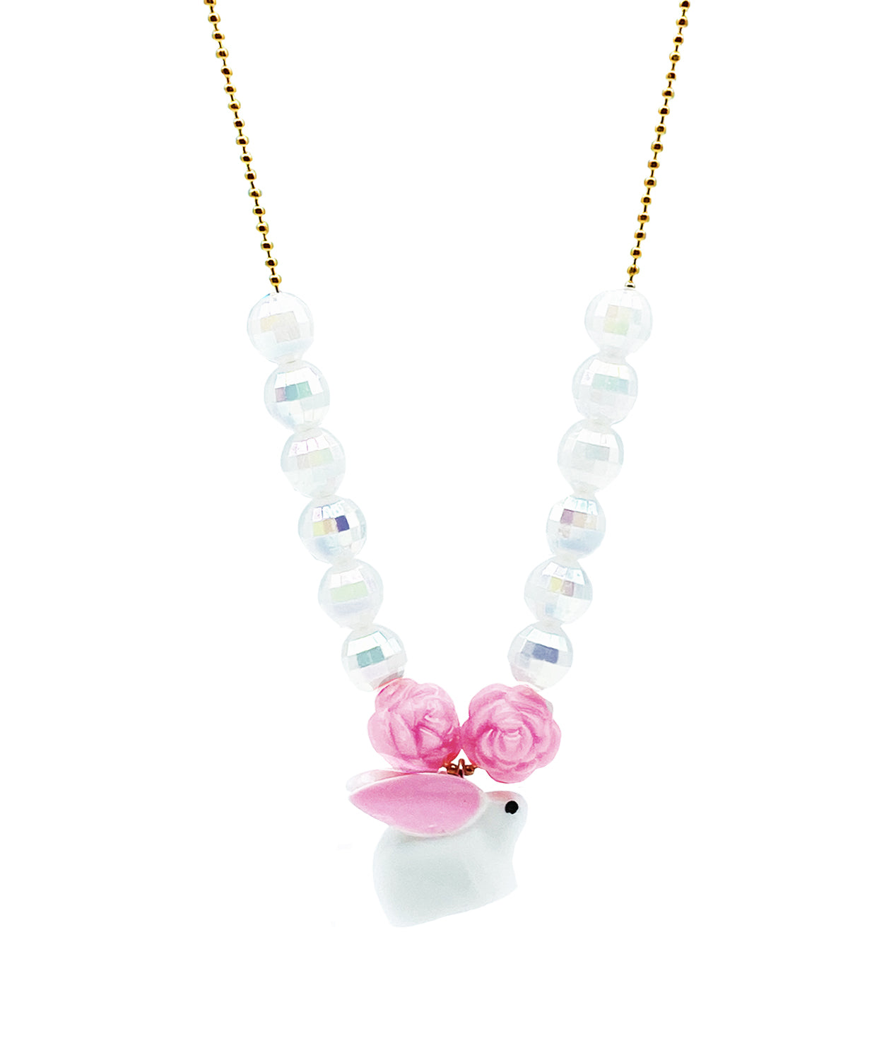Bunny Necklace (white with pink) image 0
