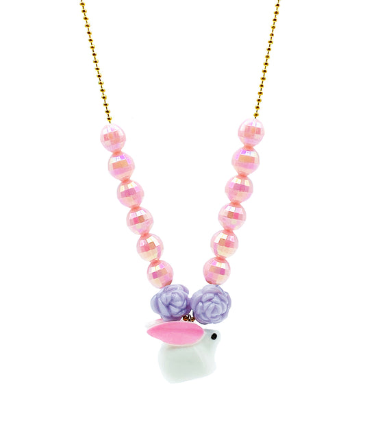 Bunny Necklace (pink with lavender) image 0